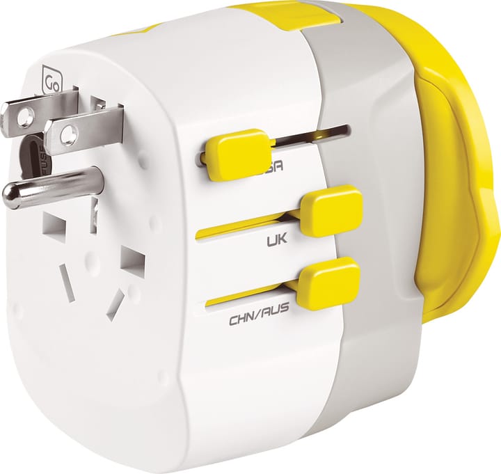 Go Travel Worldwide Adaptor + Twin USB-A Yellow Go Travel