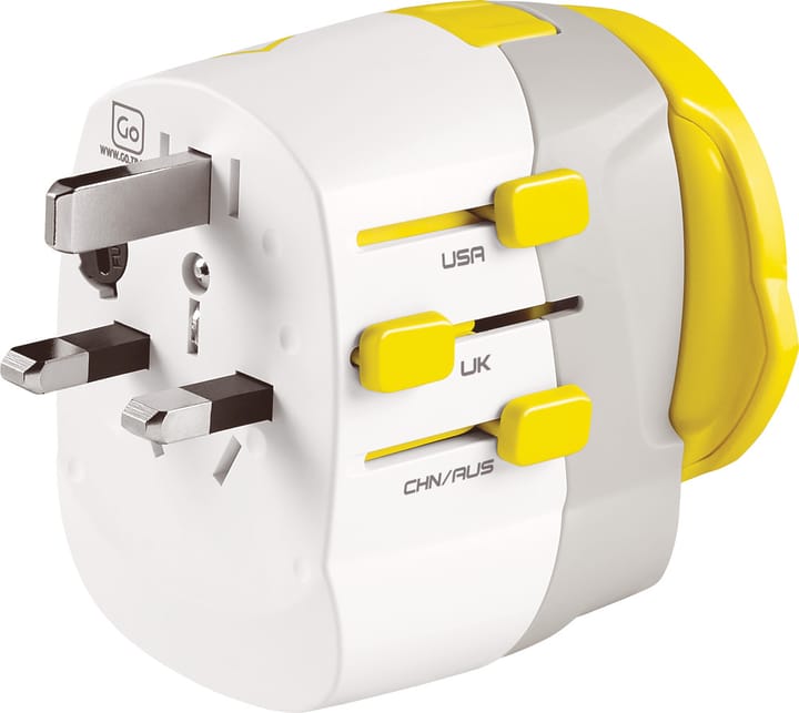 Go Travel Worldwide Adaptor + Twin USB-A Yellow Go Travel Go Travel Worldwide Adaptor + Twin USB-A Yellow Go Travel