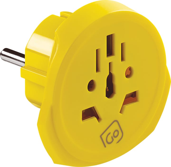 Go Travel Worldwide Adaptor + Twin USB-A Yellow Go Travel