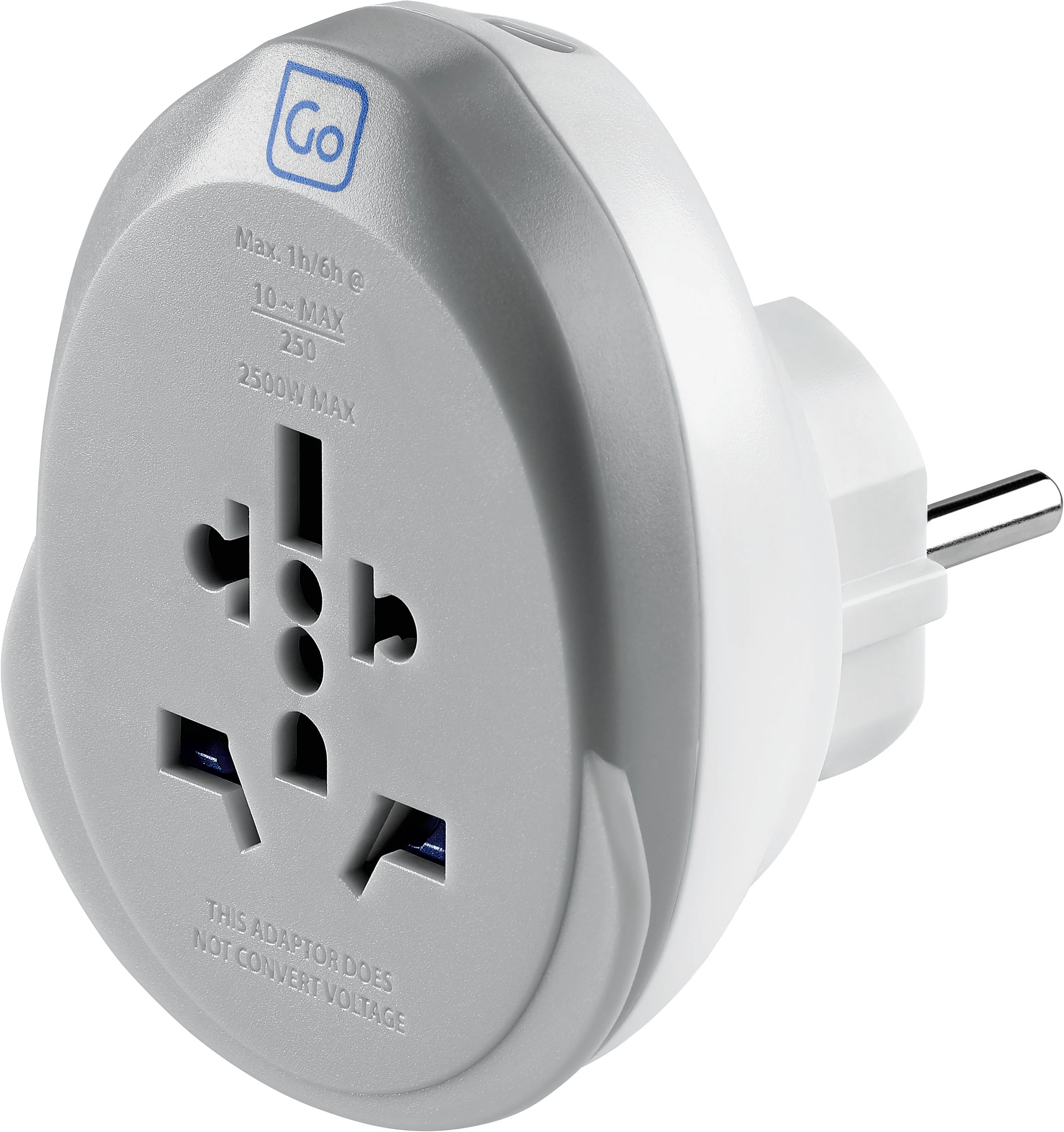 Go Travel World - EU USB-C Adaptor + (25W) Grey Elektroniikkatarvikkeet OneSize