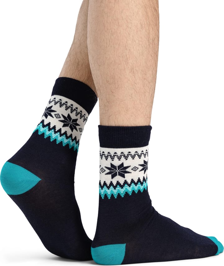 Dale of Norway Myking Wool Socks Crew Cut Navy Turquoise Offwhite Dale of Norway