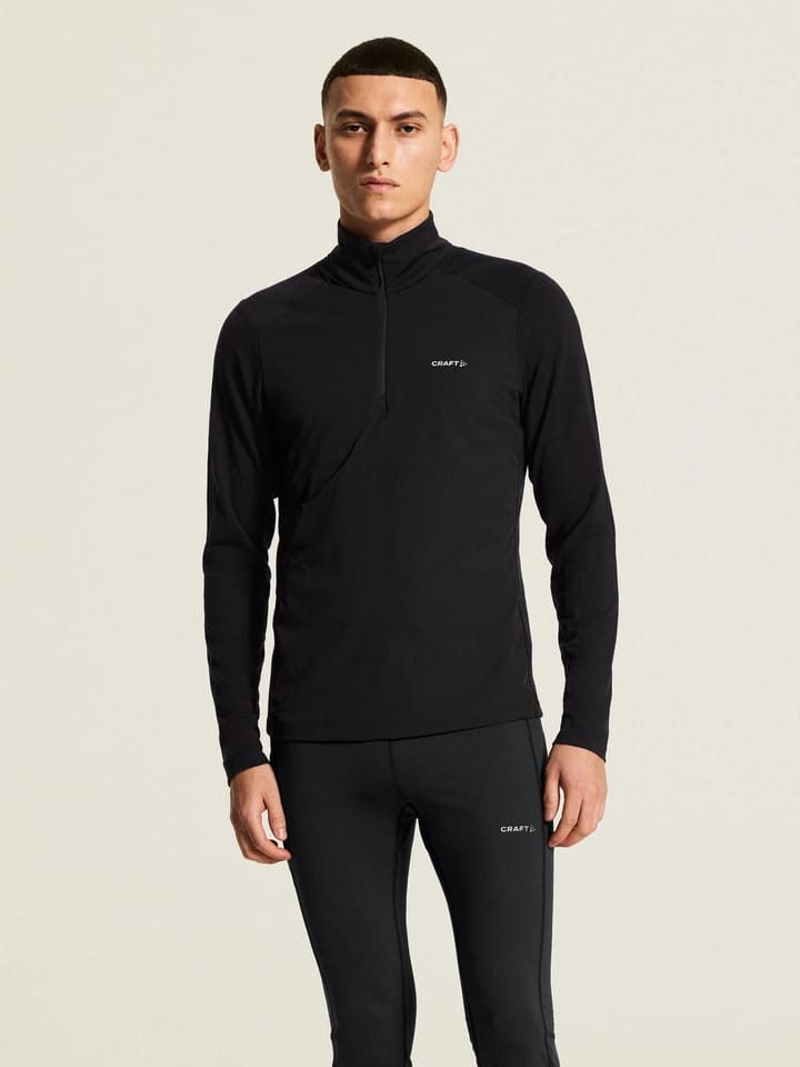 Craft Men's Wool Wind Half Zip Ls Black Craft