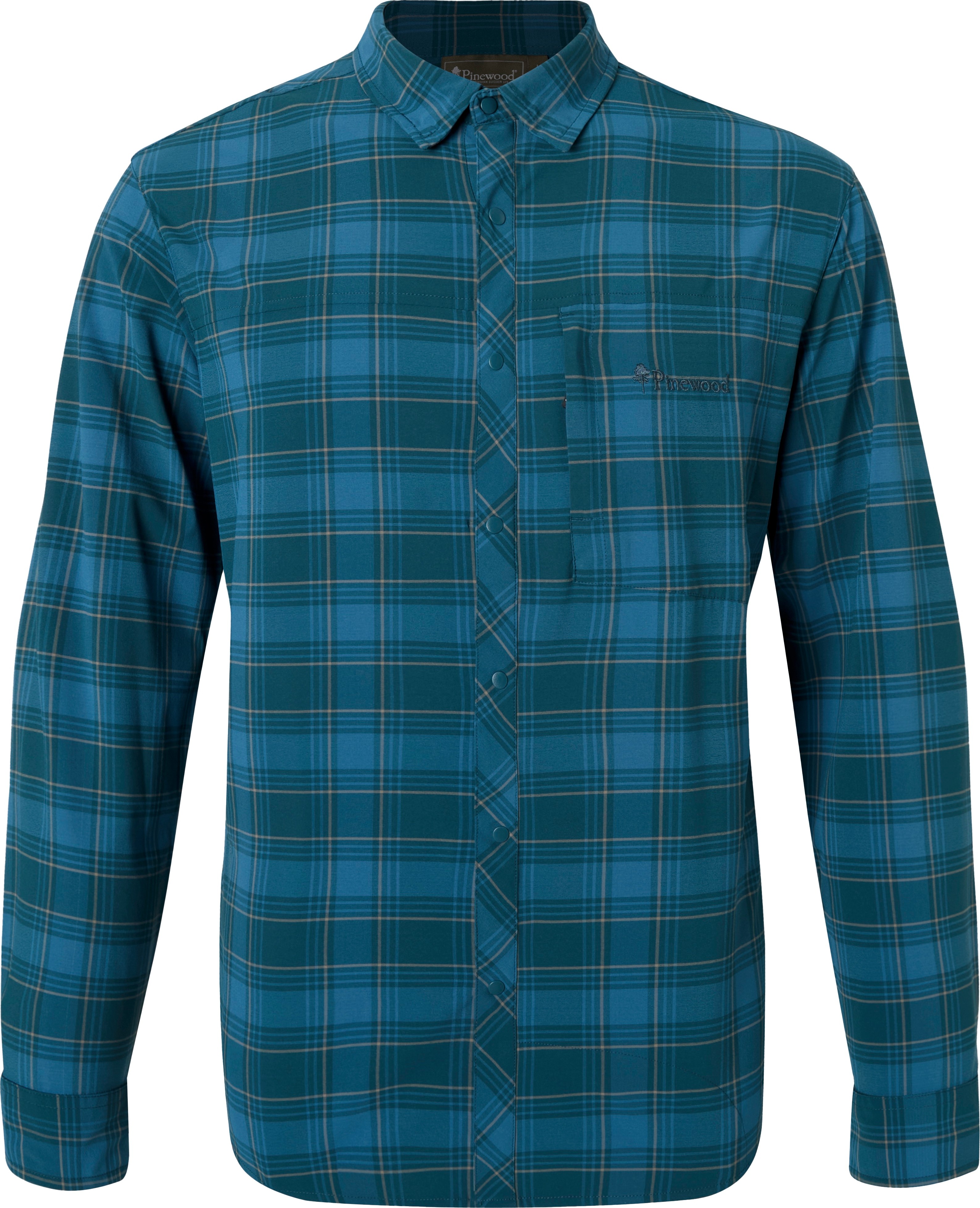 Pinewood Men's Abisko Trekking Longshirt Shirt Teal Blue Långärmade skjortor XL