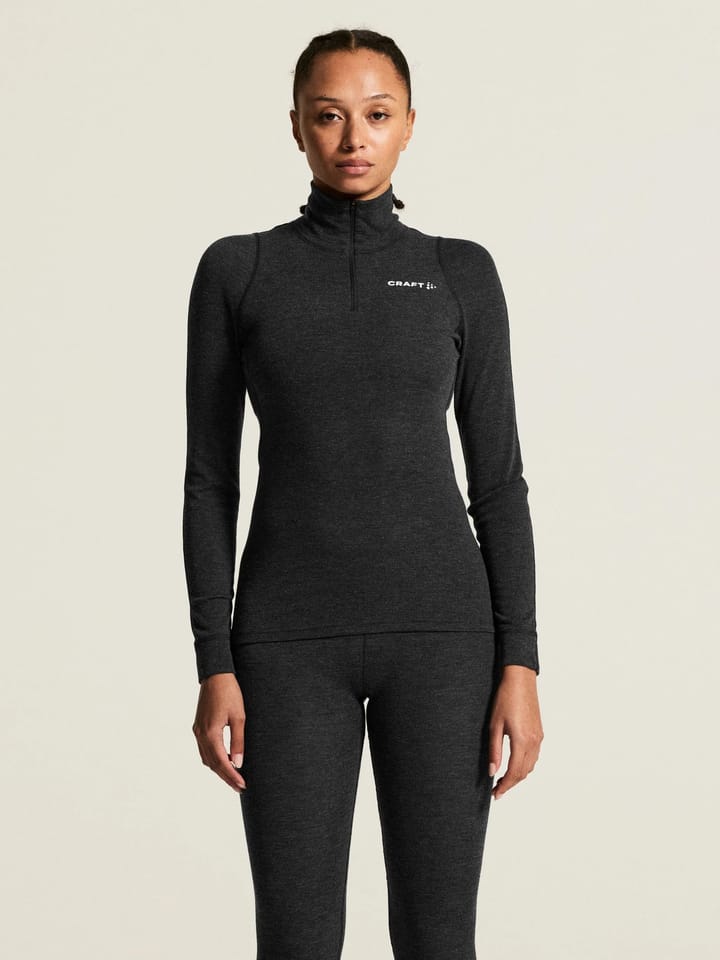 Craft Women's Wool Merino Half Zip Set Black/melange Craft