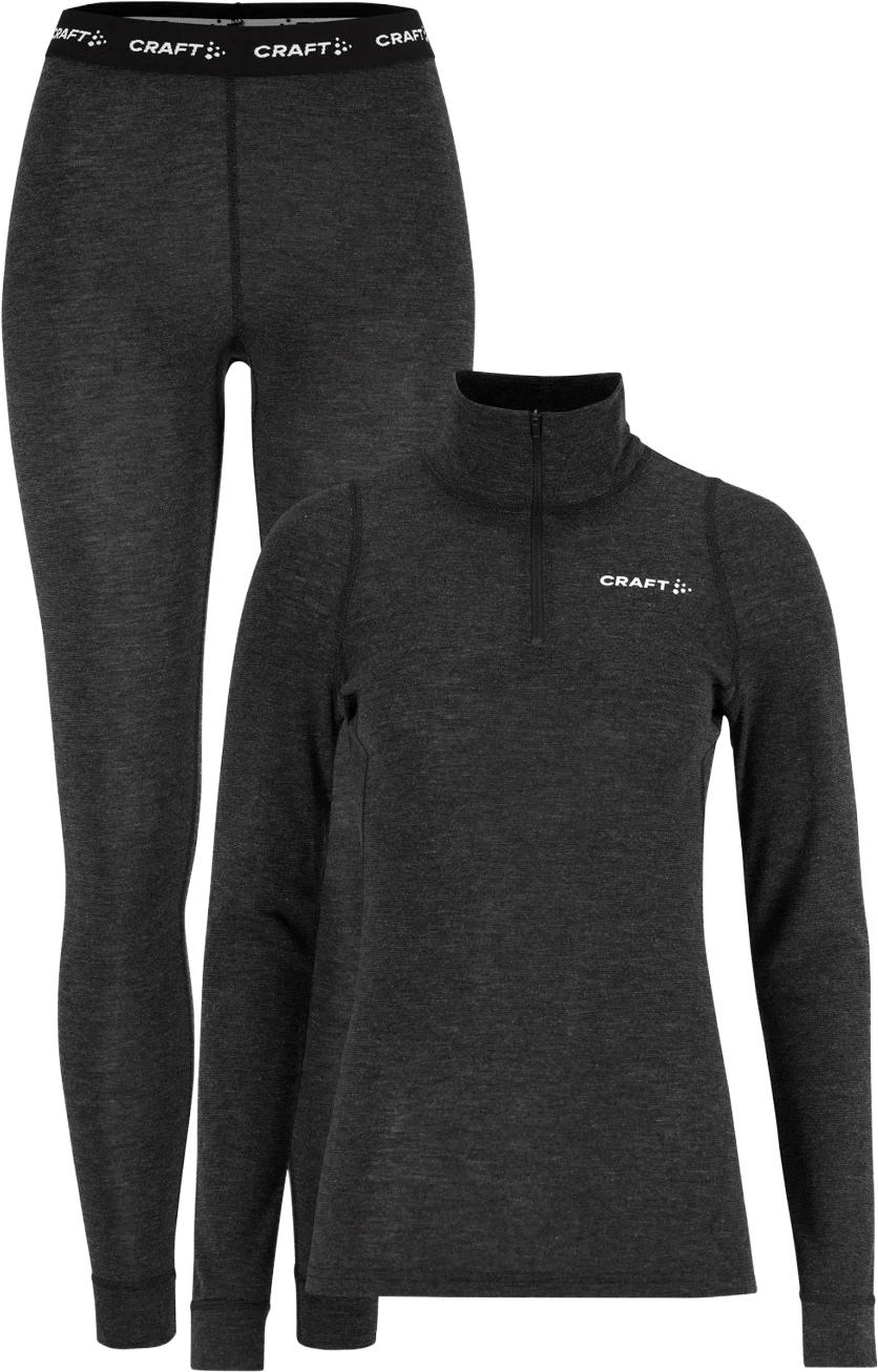 Craft Women's Wool Merino Half Zip Set Black/melange