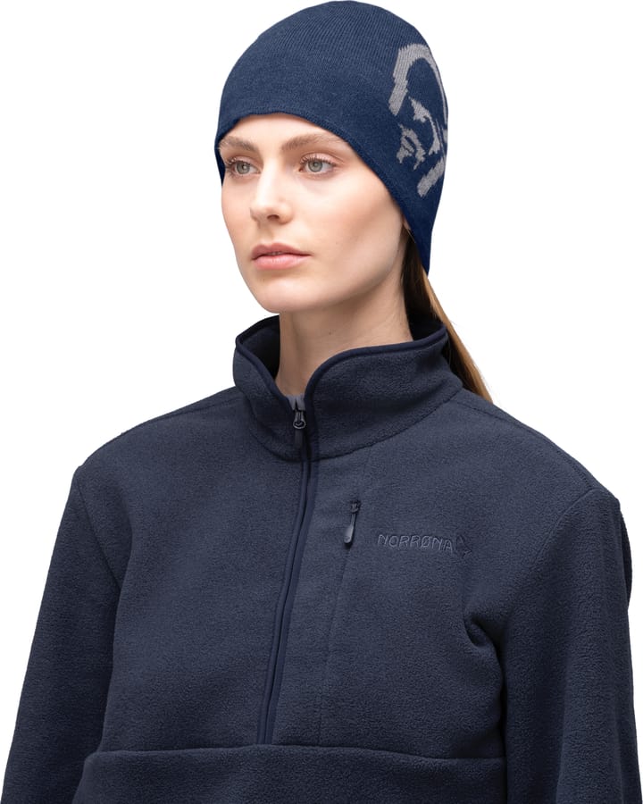 Norrøna /29 Mid Cotton Logo Beanie Indigo Night Melange Norrøna