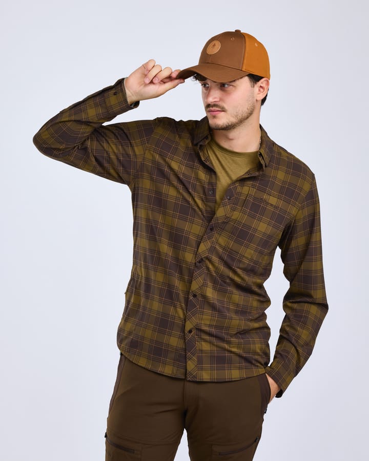 Pinewood Men's Abisko Trekking L/S InsectSafe Shirt Dark Olive/Dark Sandstone Pinewood