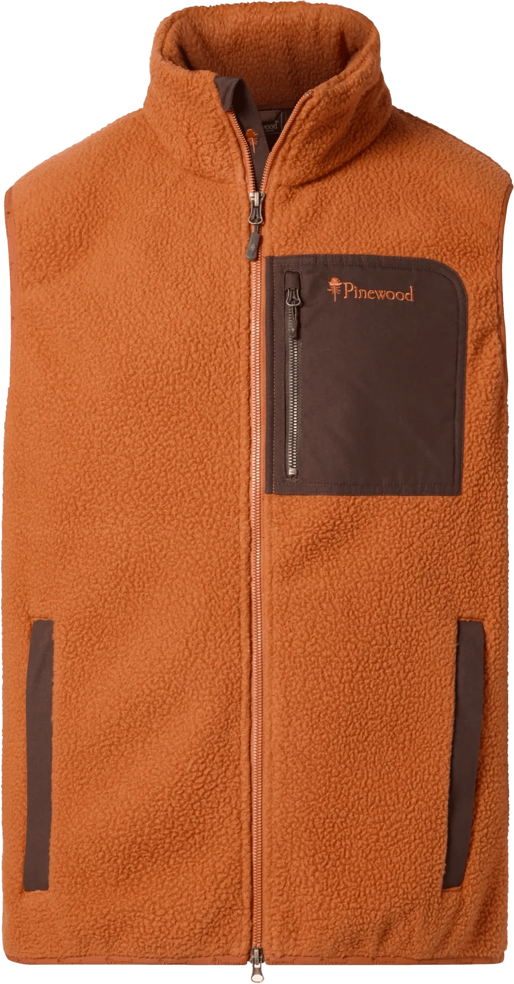 Pinewood Men's Pinewood Pile Fleece Vest Orange Clay/Dark Brown
