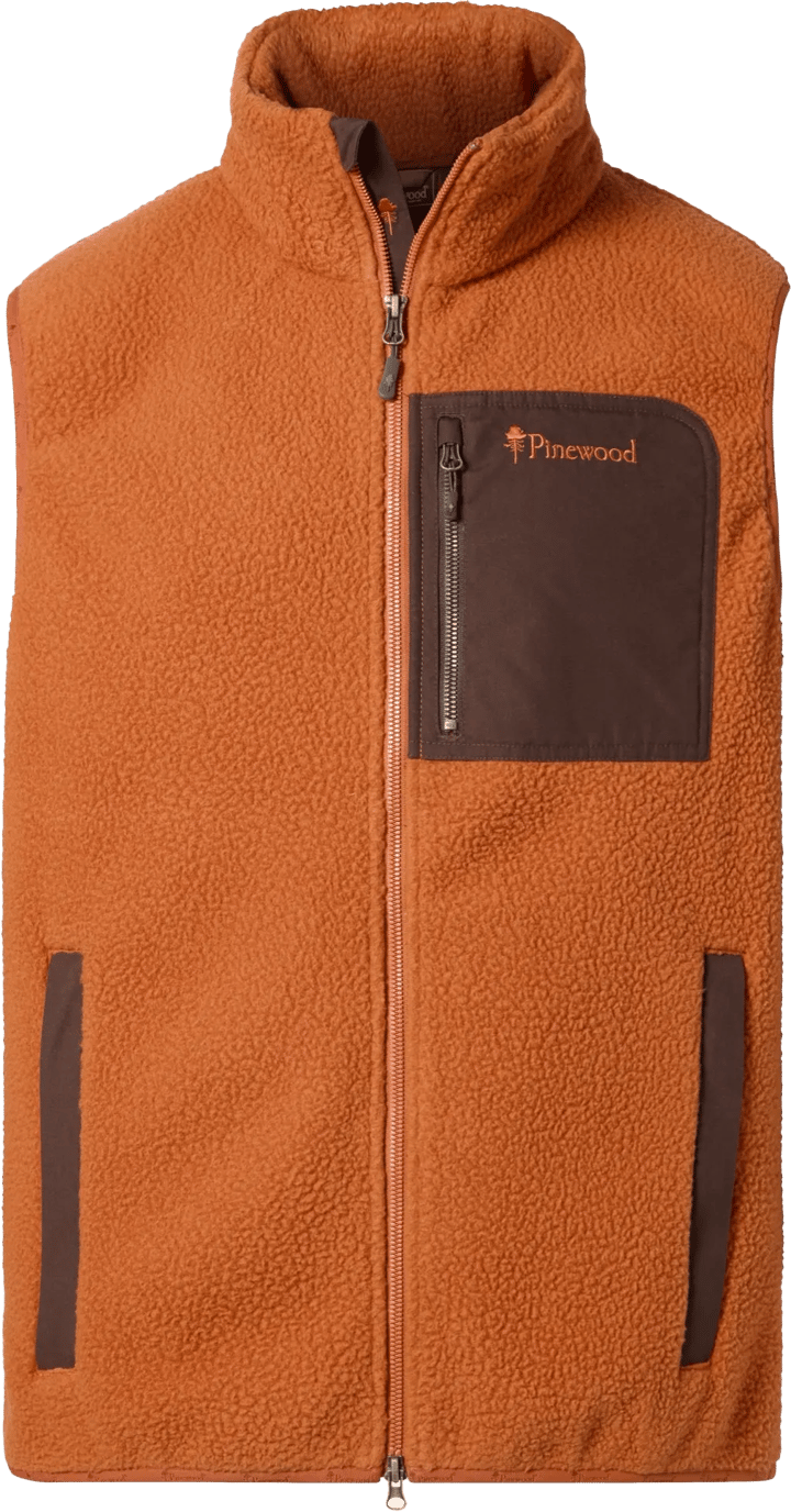 Pinewood Men's Pinewood Pile Fleece Vest Orange Clay/Dark Brown Pinewood
