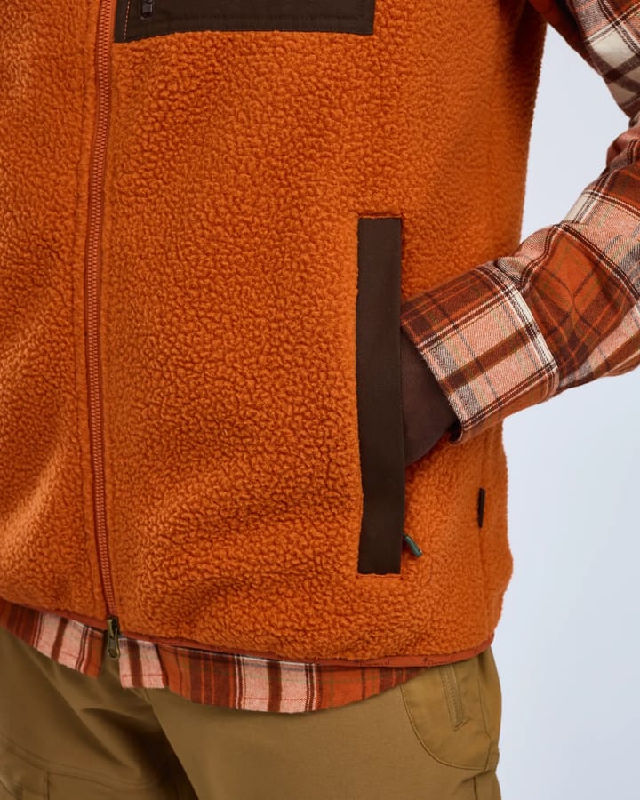 Pinewood Men's Pinewood Pile Fleece Vest Orange Clay/Dark Brown Pinewood