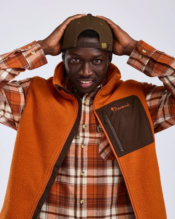 Pinewood Men's Pinewood Pile Fleece Vest Orange Clay/Dark Brown Pinewood