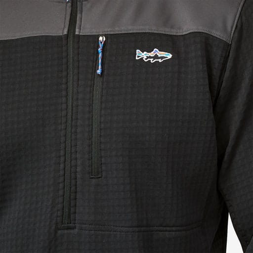 Patagonia M's L/S R1 Fitz Roy 1/4 Zip Black Patagonia