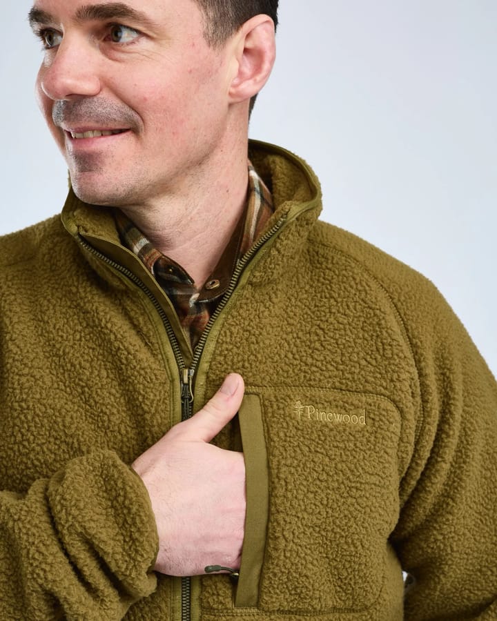 Pinewood Men's Forest Pile Fleece Jacket Olive Green Pinewood