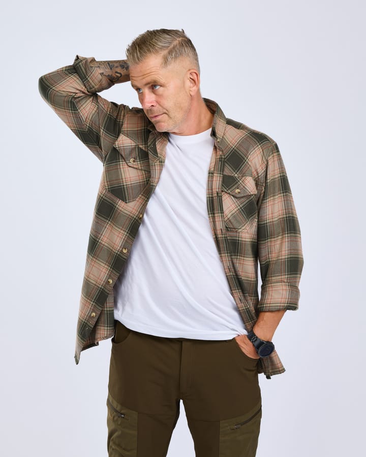 Pinewood Men's Finnveden Forest Flannel Shirt Olive/Dark Green Pinewood