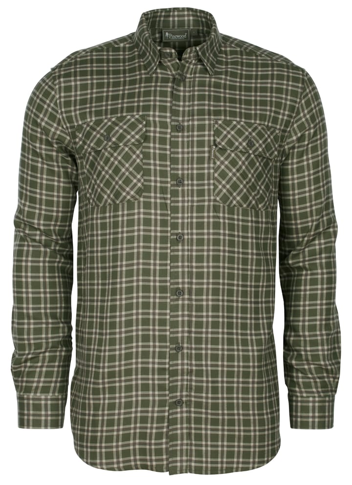 Pinewood Men's Lappland Wool Shirt Mossgreen/Light Khaki Pinewood
