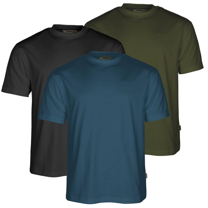 Pinewood Men's 3-Pack T-Shirt A.Blue/Mossgreen/Black Pinewood