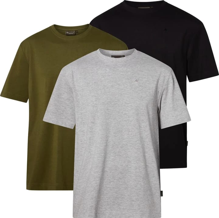 Pinewood Men's 3-Pack T-Shirt Greymel/Pine/Black Pinewood