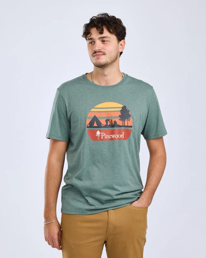 Pinewood Men's Finnveden Recycled Outdoor T-Shirt Aquagr. Melange Campsite Pinewood