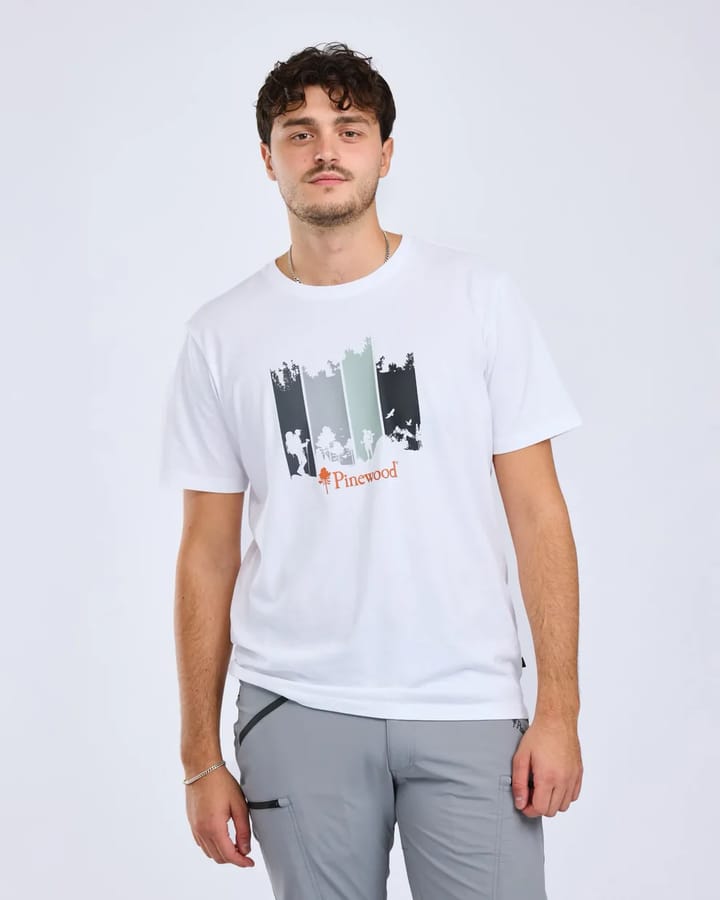 Pinewood Men's Finnveden Recycled Outdoor T-Shirt White Melange Adventure Pinewood