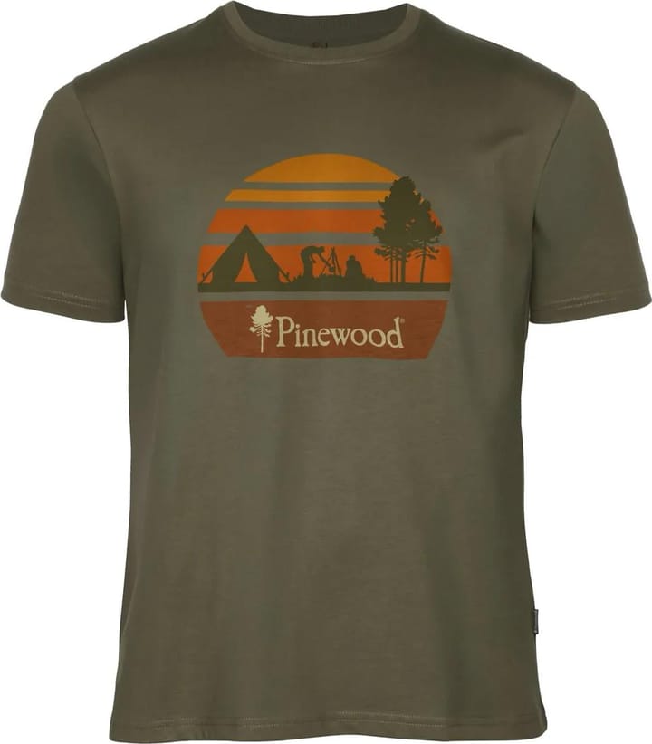 Pinewood Men's Finnveden Recycled Outdoor T-Shirt Olive Melange Campsite Pinewood