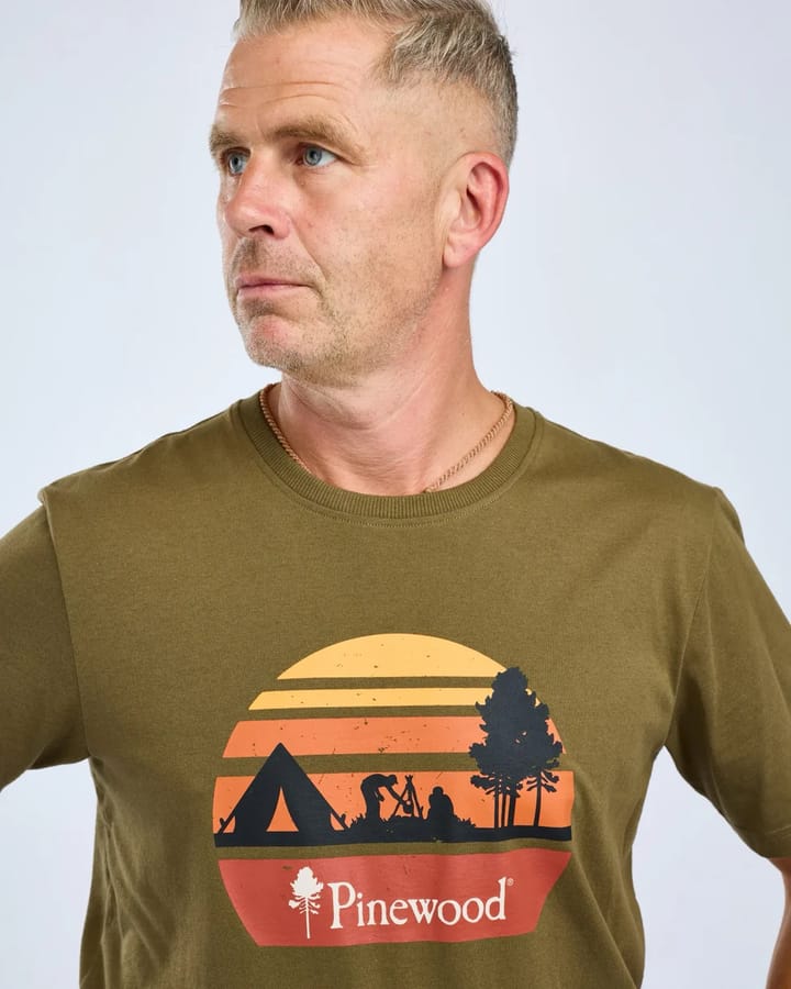 Pinewood Men's Finnveden Recycled Outdoor T-Shirt Olive Melange Campsite Pinewood