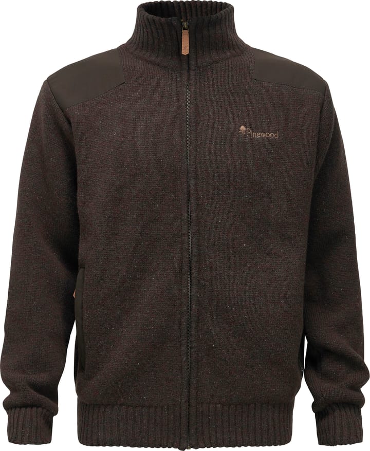 Pinewood Men's Hurricane Full Zip Sweater Dark Brown Mel Pinewood