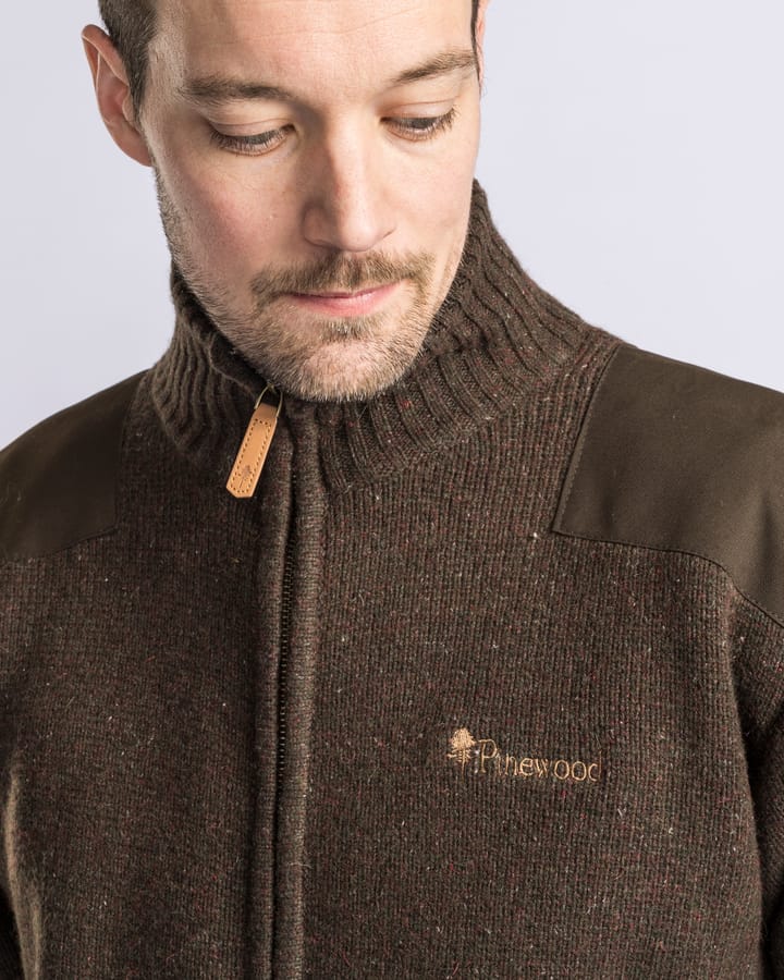 Pinewood Men's Hurricane Full Zip Sweater Dark Brown Mel Pinewood