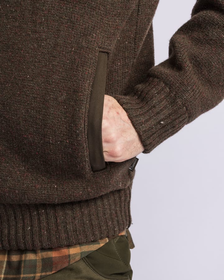 Pinewood Men's Hurricane Full Zip Sweater Dark Brown Mel Pinewood
