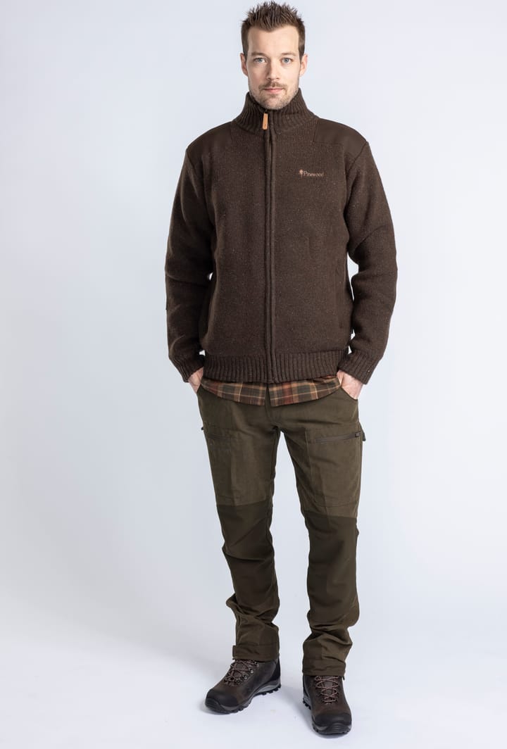 Pinewood Men's Hurricane Full Zip Sweater Dark Brown Mel Pinewood