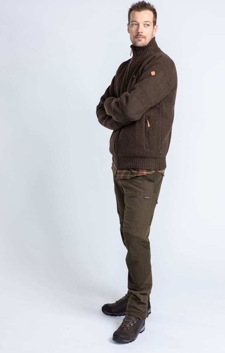 Pinewood Men's Hurricane Full Zip Sweater Dark Brown Mel Pinewood