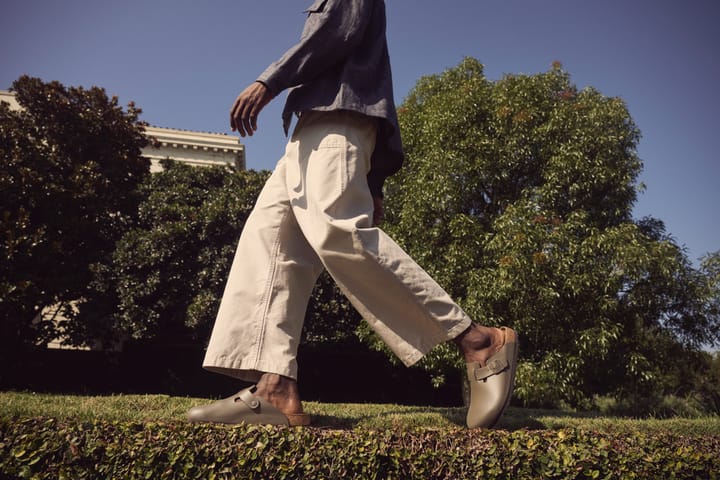 Birkenstock Boston Natural Leather Narrow Smooth Leather Concrete Gray Birkenstock