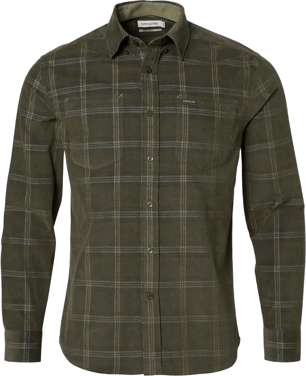 Chevalier Men's Walton Light Cord Shirt Hunter Green Checked Chevalier