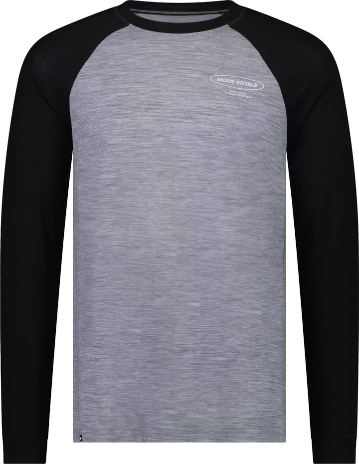 Mons Royale Men's Icon Merino Raglan Long Sleeve Grey Heather/Black Mons Royale