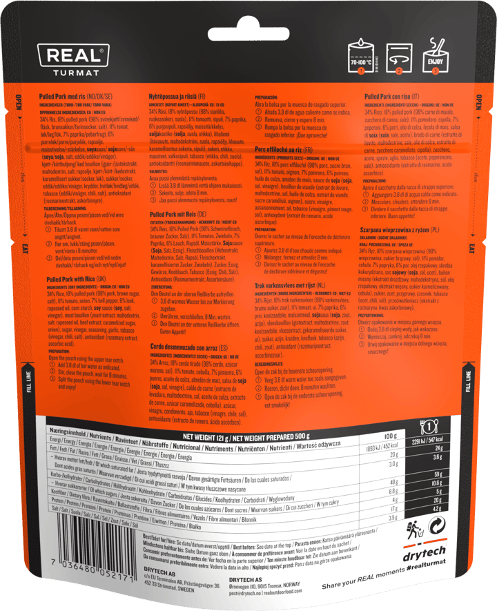 Real Turmat Pulled Pork Med Ris 500g Real Turmat