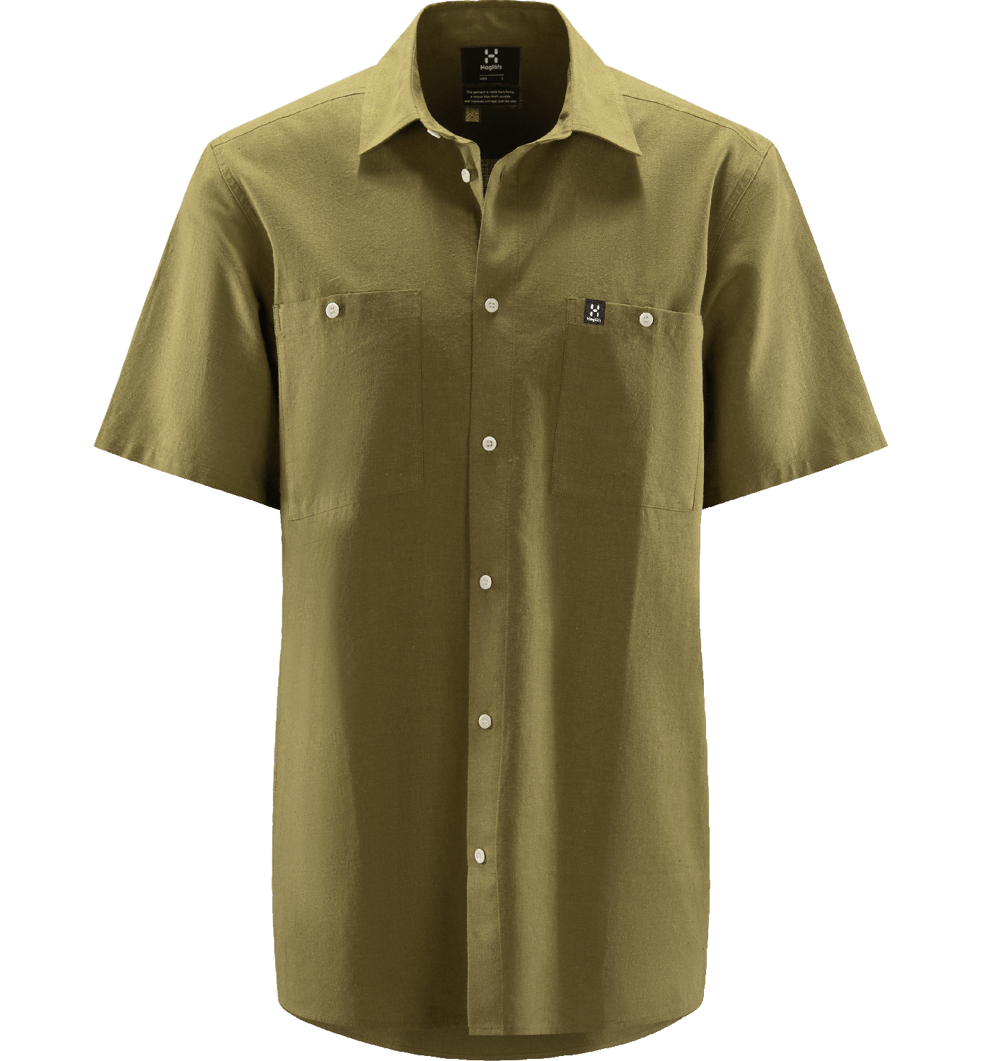 Haglöfs Men's Curious Hemp Short-Sleeve Shirt Olive Green