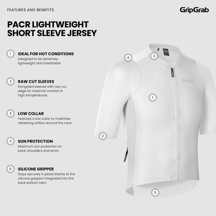 Gripgrab Men's GripGrab PACR Lightweight Short Sleeve Jersey White Gripgrab
