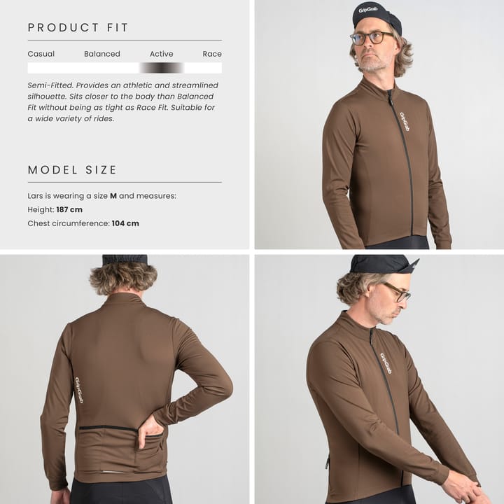 Gripgrab Men's RIDE Thermal Long Sleeve Jersey Brown Gripgrab
