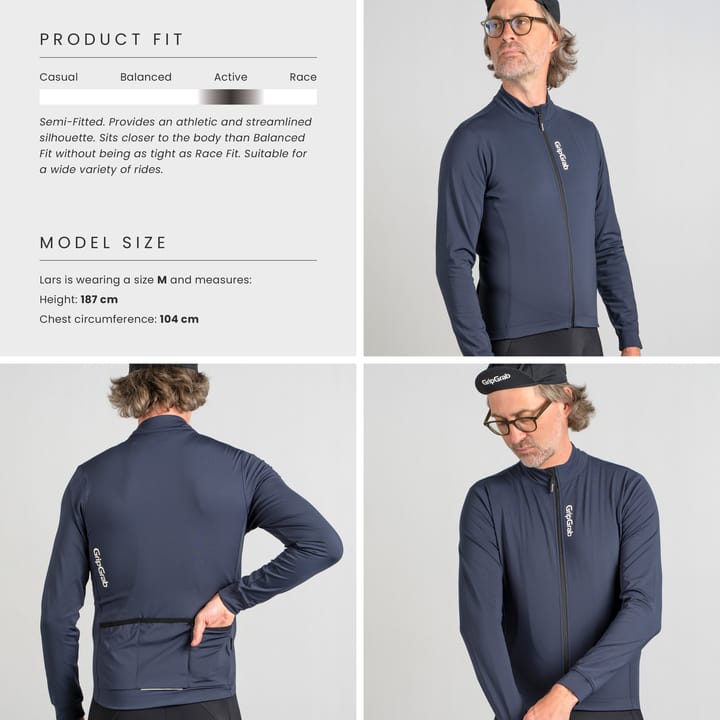 Gripgrab Men's RIDE Thermal Long Sleeve Jersey Navy Blue Gripgrab