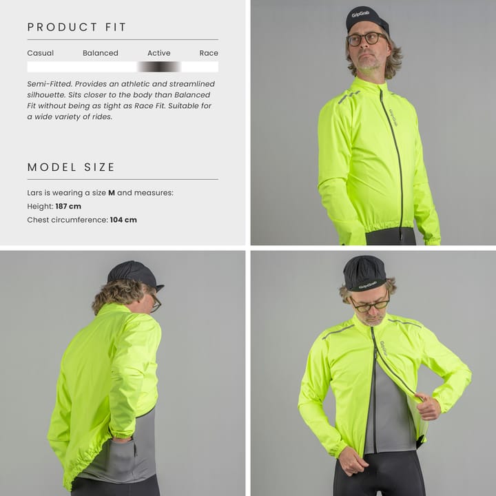 Gripgrab Men's RIDE Waterproof Lightweight Jacket Yellow Hi-vis Gripgrab