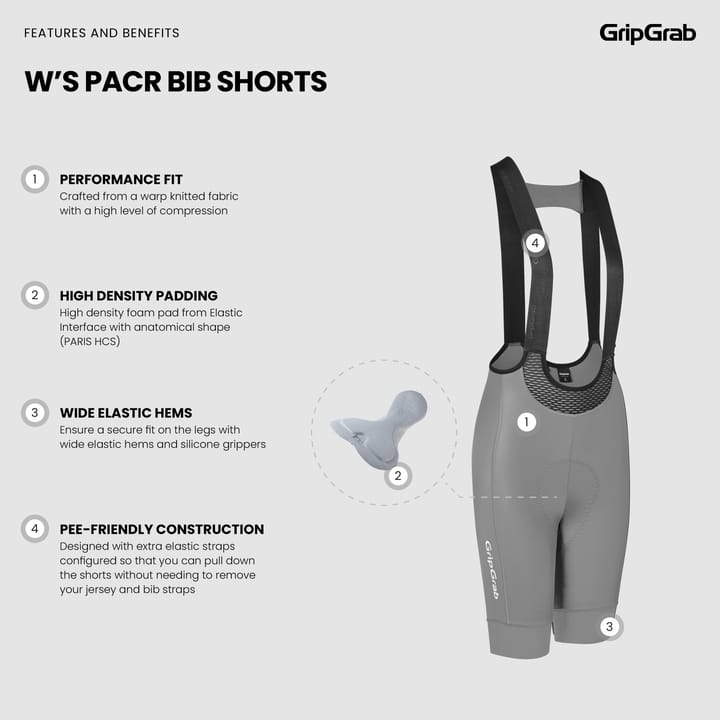 Gripgrab Women's GripGrab PACR Bib Shorts Grey Gripgrab