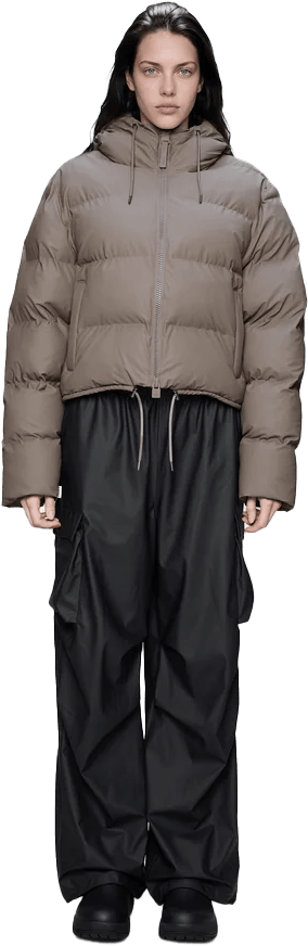 Rains Women's Alta Short Puffer Jacket Cinder Rains