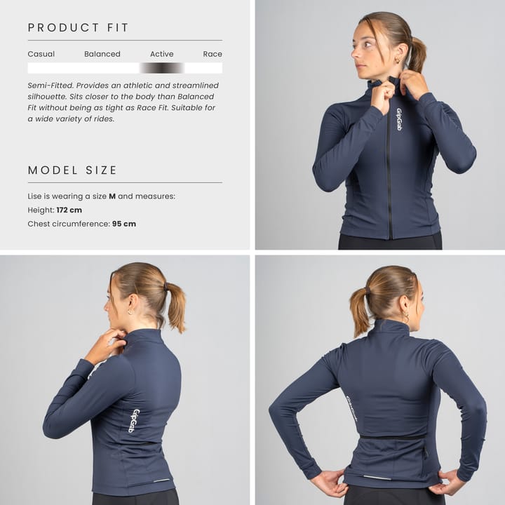 Gripgrab Women's Ride Thermal Long Sleeve Jersey Navy Blue Gripgrab