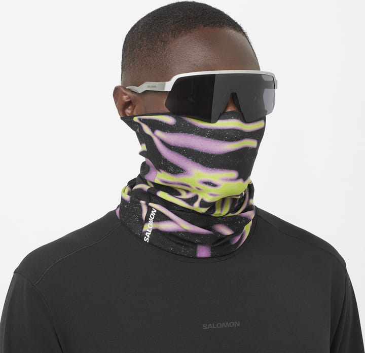 Salomon Salomon Neck Gaiter Deep Black/iris Orchid/acid Lime Salomon