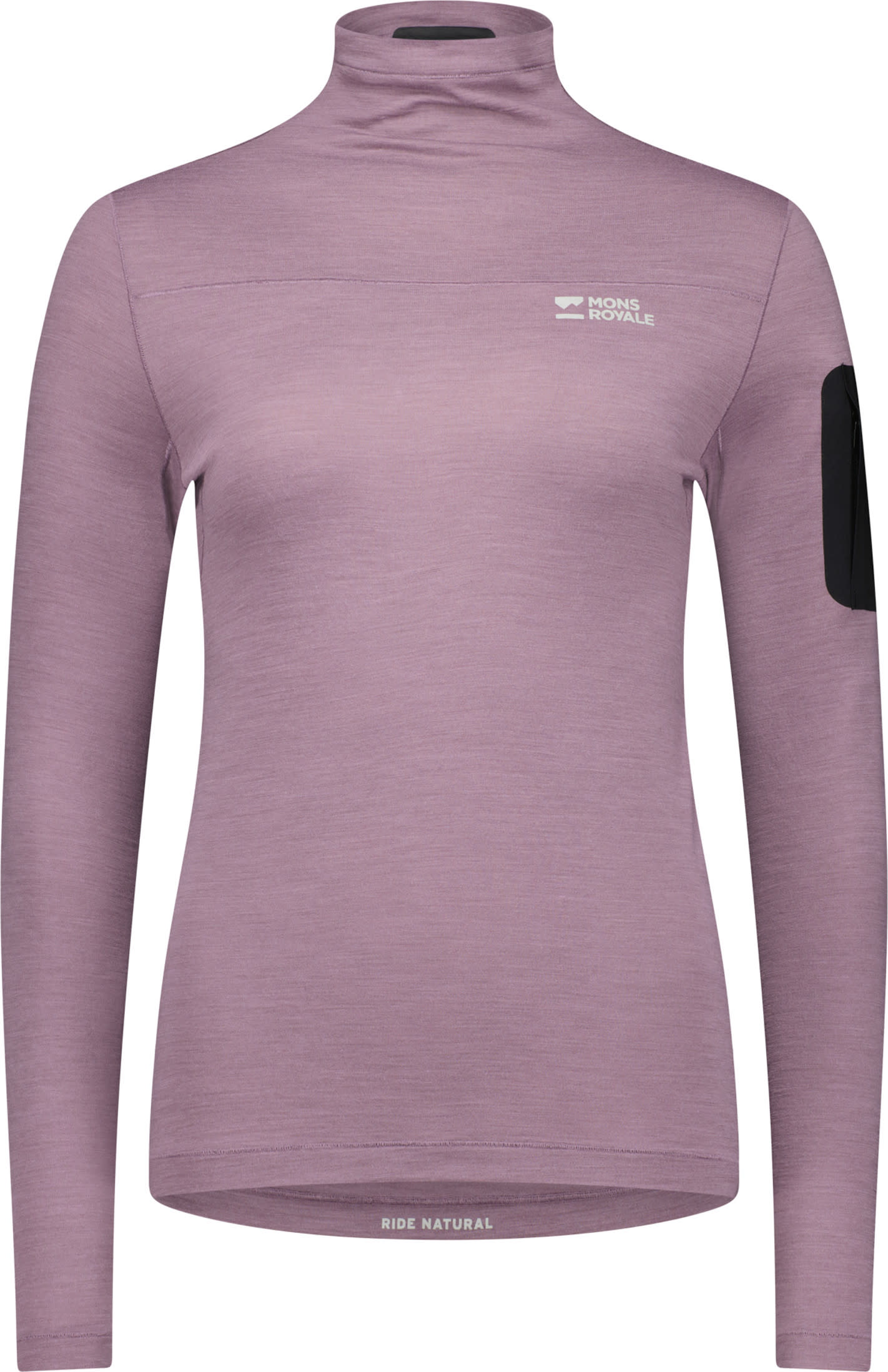 Mons Royale Women's Diversion Merino Mock Neck Long Sleeve Mauve Mellanlager tröjor L