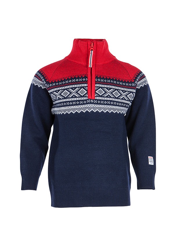 Marius Kids Kids’ Wool Sweater with Zip mørk blå