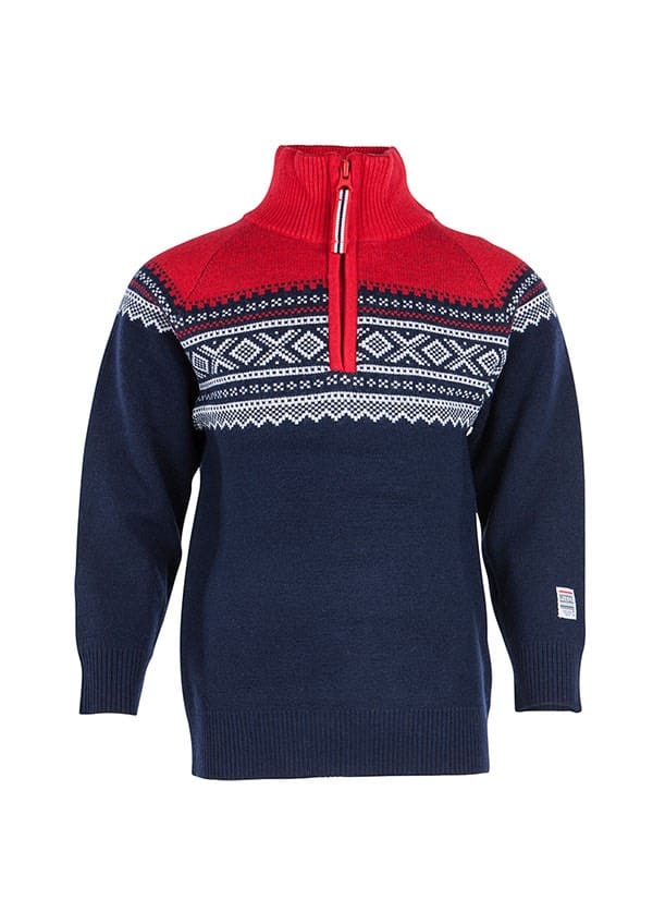 Marius Kids Ullgenser Med Zip Barn Navy Marius Kids