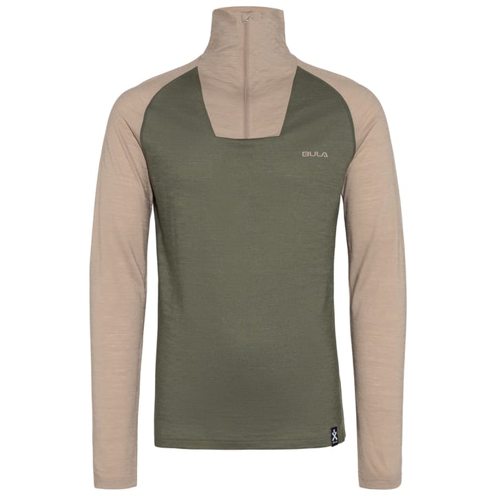 Bula Men's Retro Merino Wool Halfzip Sweater Dolive Bula