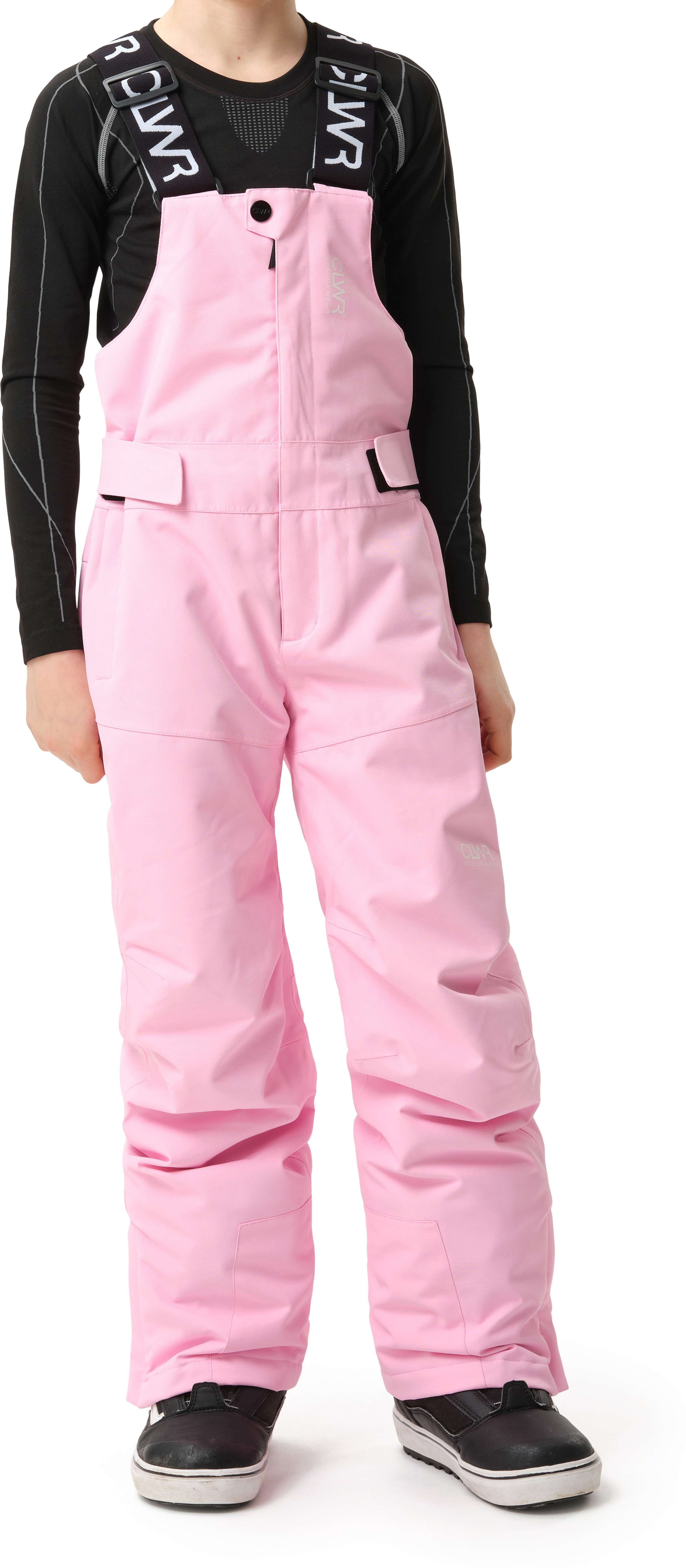 ColourWear Juniors' Slash Bib Pants Light Pink