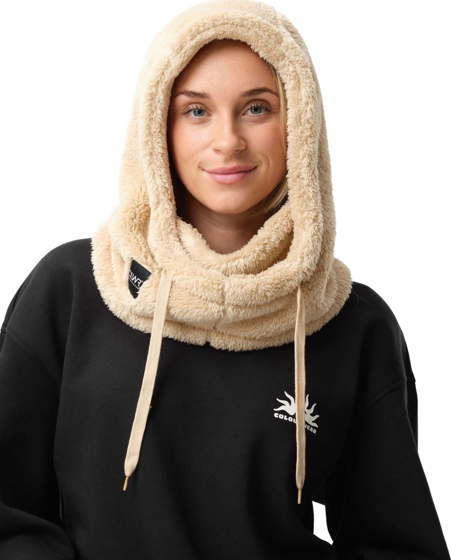 ColourWear Unisex So Fluffy Hood Sand