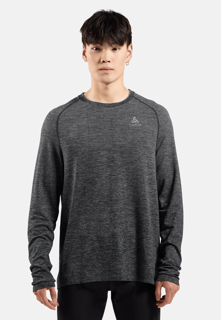 Odlo Men's T-shirt Crew Neck Long Sleeve Essential Seamless Grey Melange Odlo